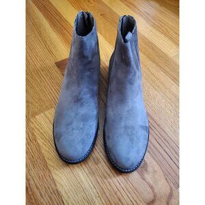Eileen Fisher Womens Gray Suede Ankle Boots Size 8 With Back Zipper Closure
